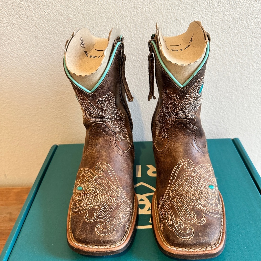 Ariat Kids' Brown and Turquoise Western Boots